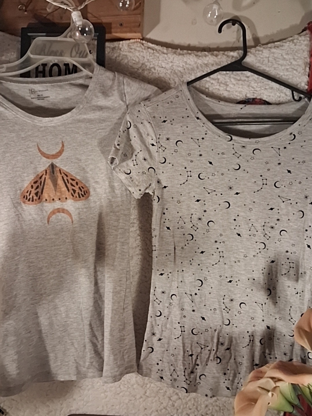 No Boundaries  Light Gray Moon & Moth Short Sleeve Tee
